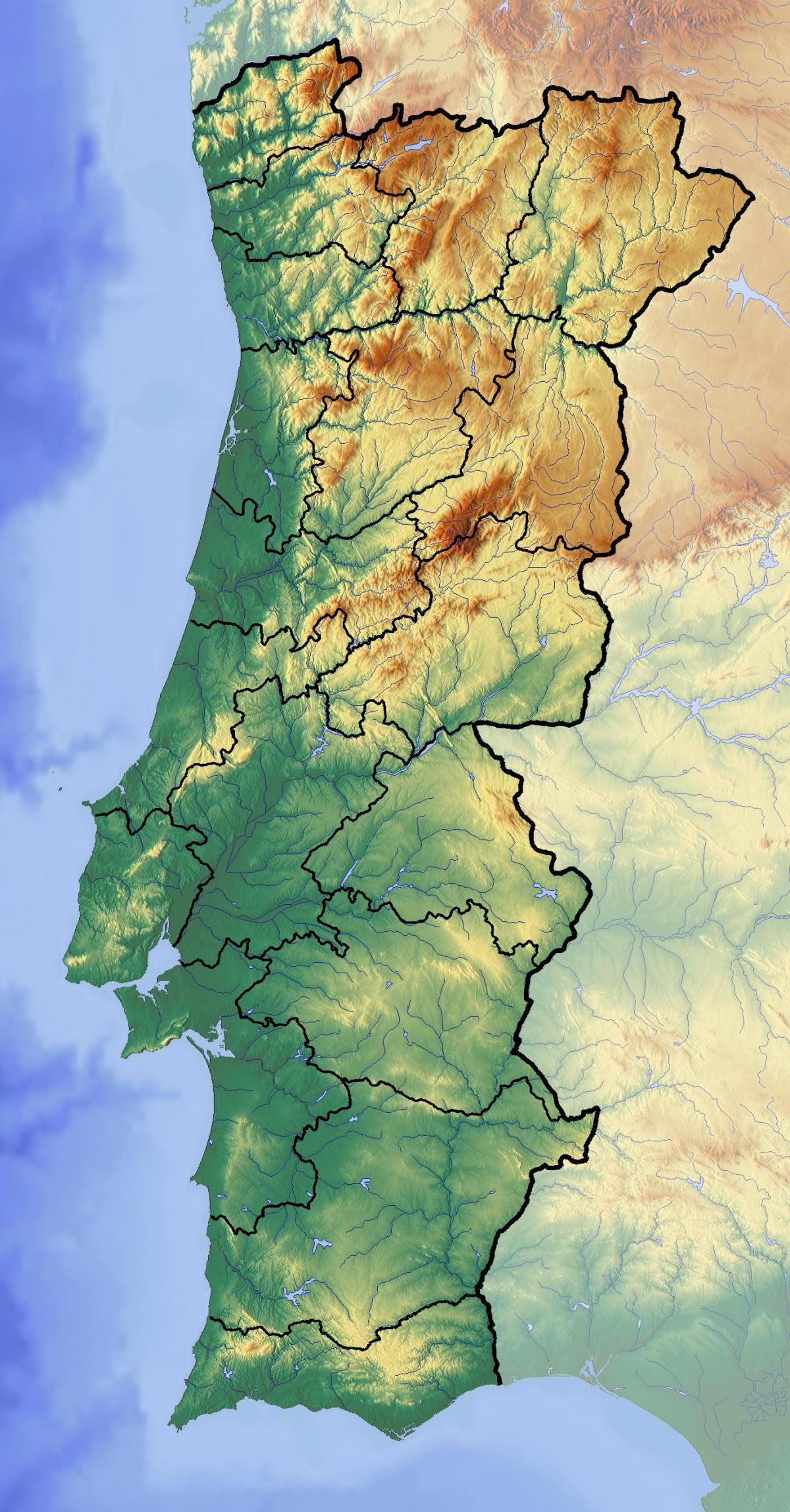 Топографическая карта Португалии
