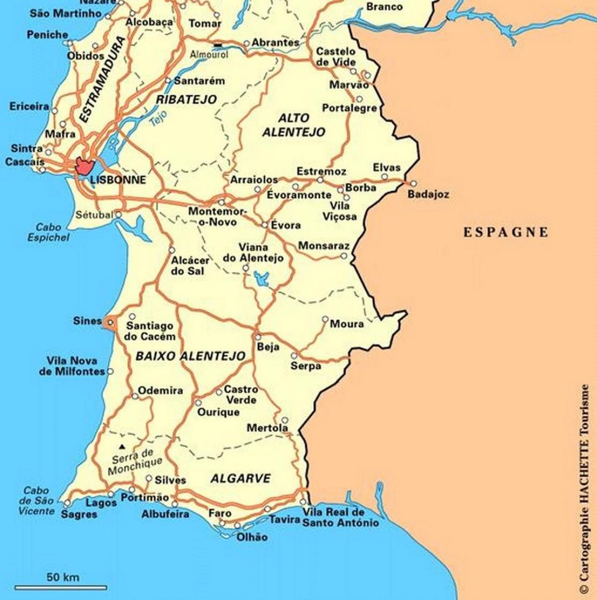 карта Южной Португалии