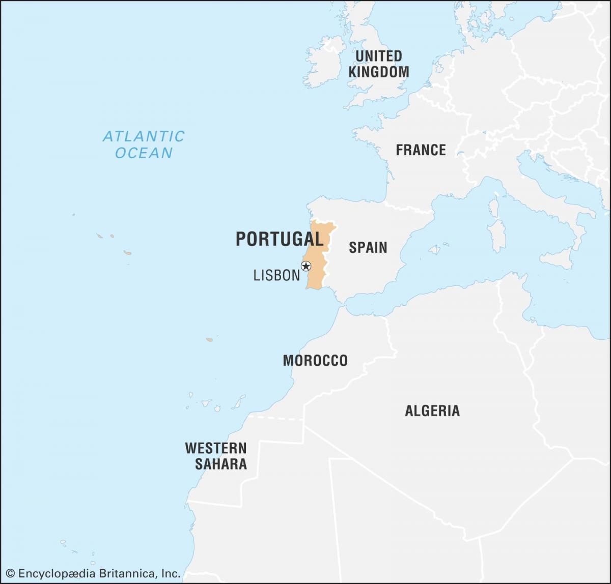 Карта Португалии и соседних стран